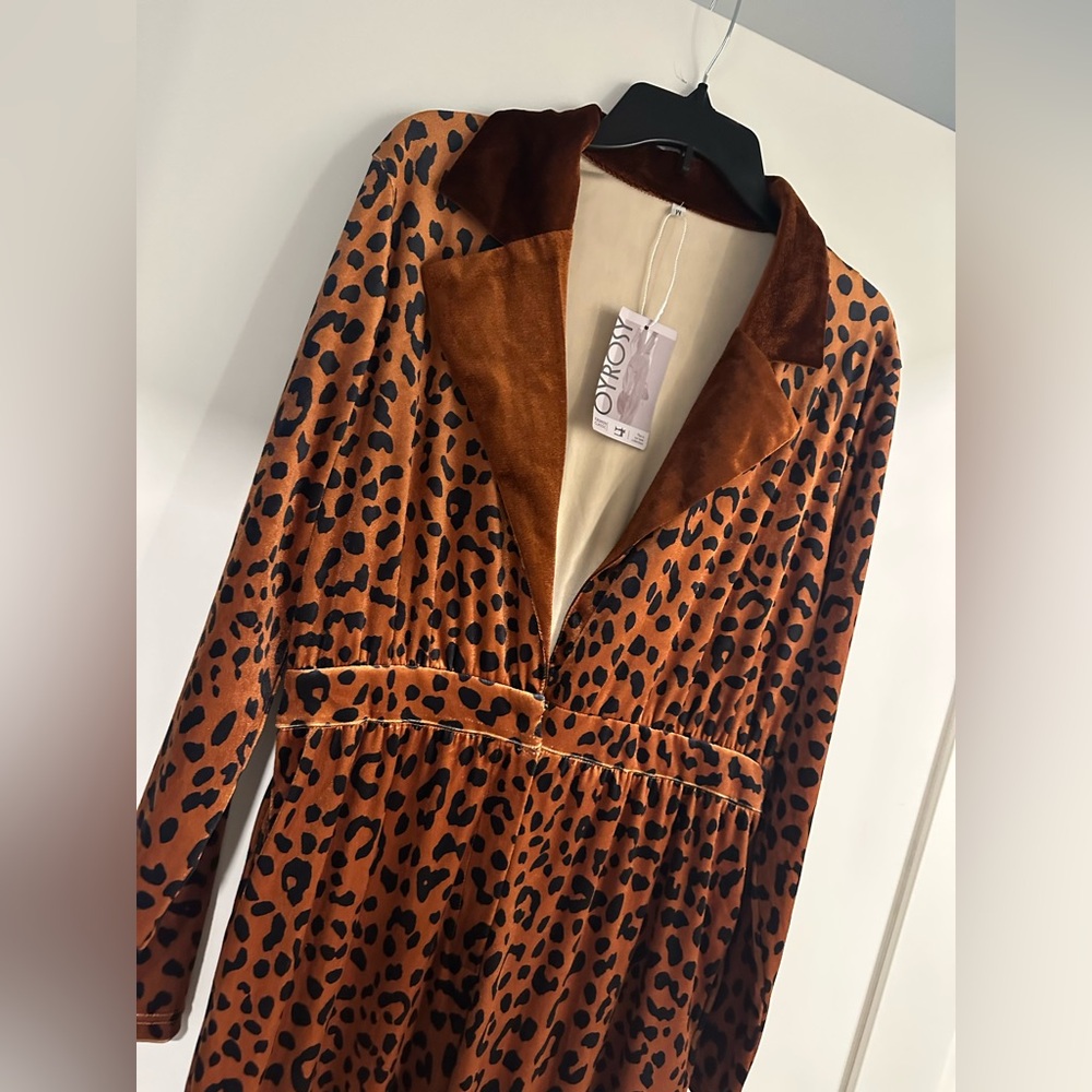 Monki Brown Leopard Print Jumpsuit